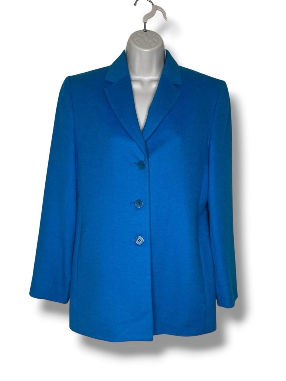 Vintage Austin Reed London Blazer Womens 6 Blue Wool Angora Cashmere Jacket READ